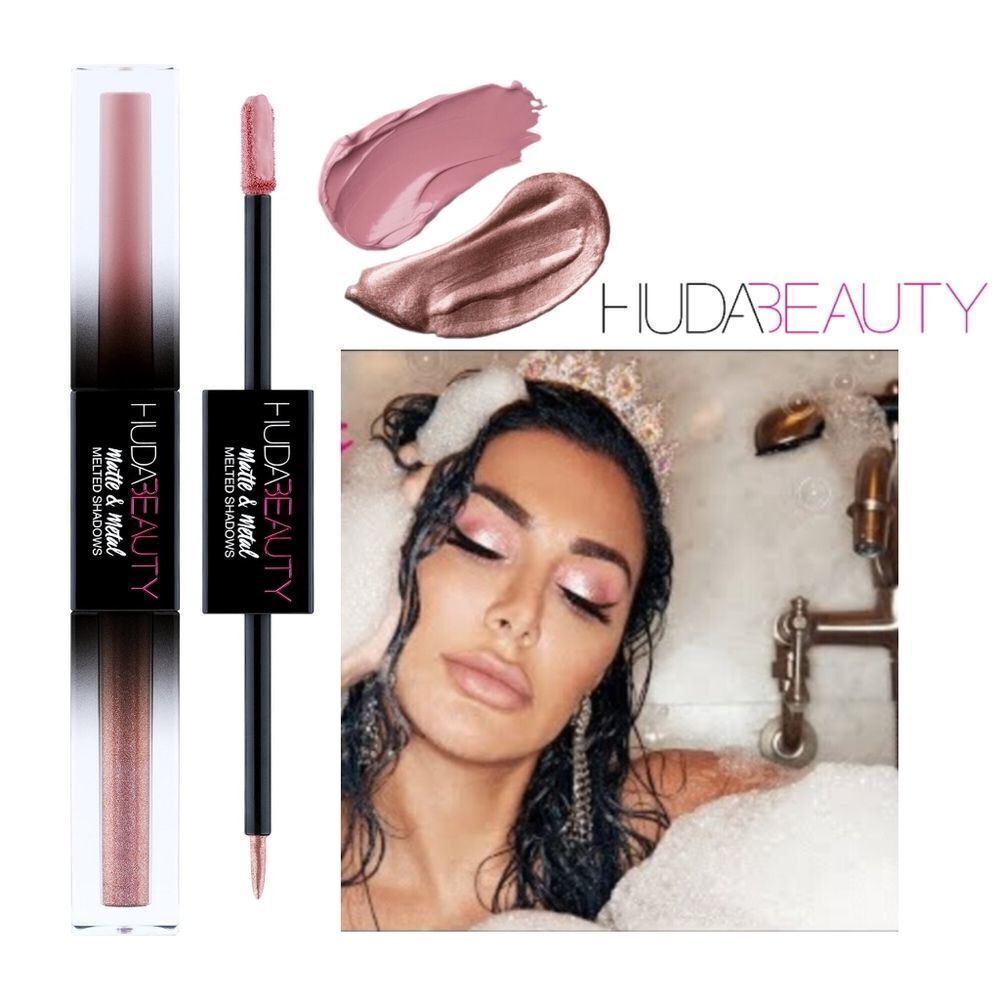 HUDA Beauty Liquid Metallic Eyeshadow Duo - Request Line & Slow Jam- Mauve Pink